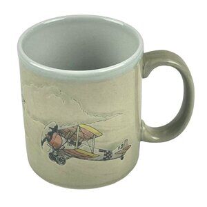 Vintage 70s Otagiri Japan Mug Airplane Bi-Plane Hand-Painted Embossed Coffee